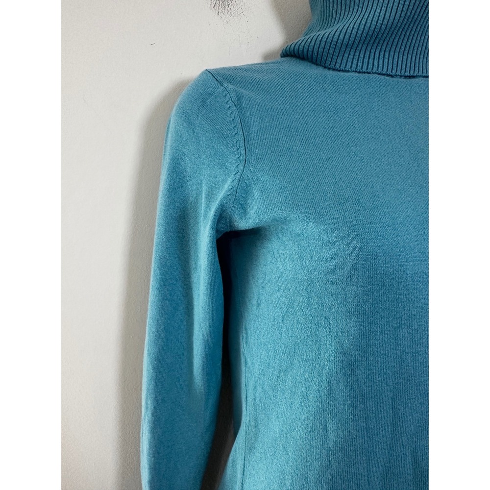Banana Republic Silk Cotton Cashmere Turtleneck Sweater Teal Blue Womens XS - Picture 3 of 6